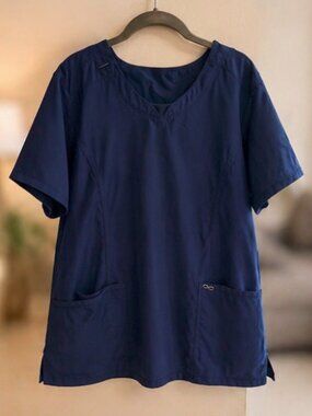 Cherokee Infinity Galaxy Blue Scrub Top Women’s 2XL